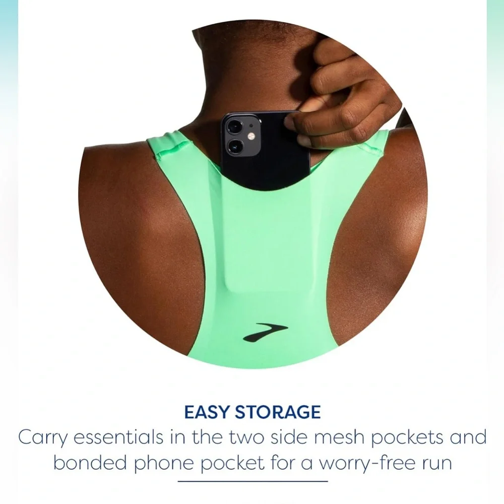 Brooks 3 Pocket Sports Bra for Running - Neo Green - 38C/D - NWOT